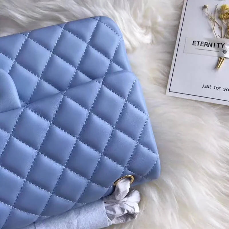 Blue Lambskin Leather Flap Bag O102