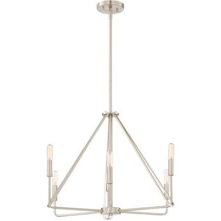 Satin Platinum Tone Finish 6 Light Chandelier, 25.5 in T1778