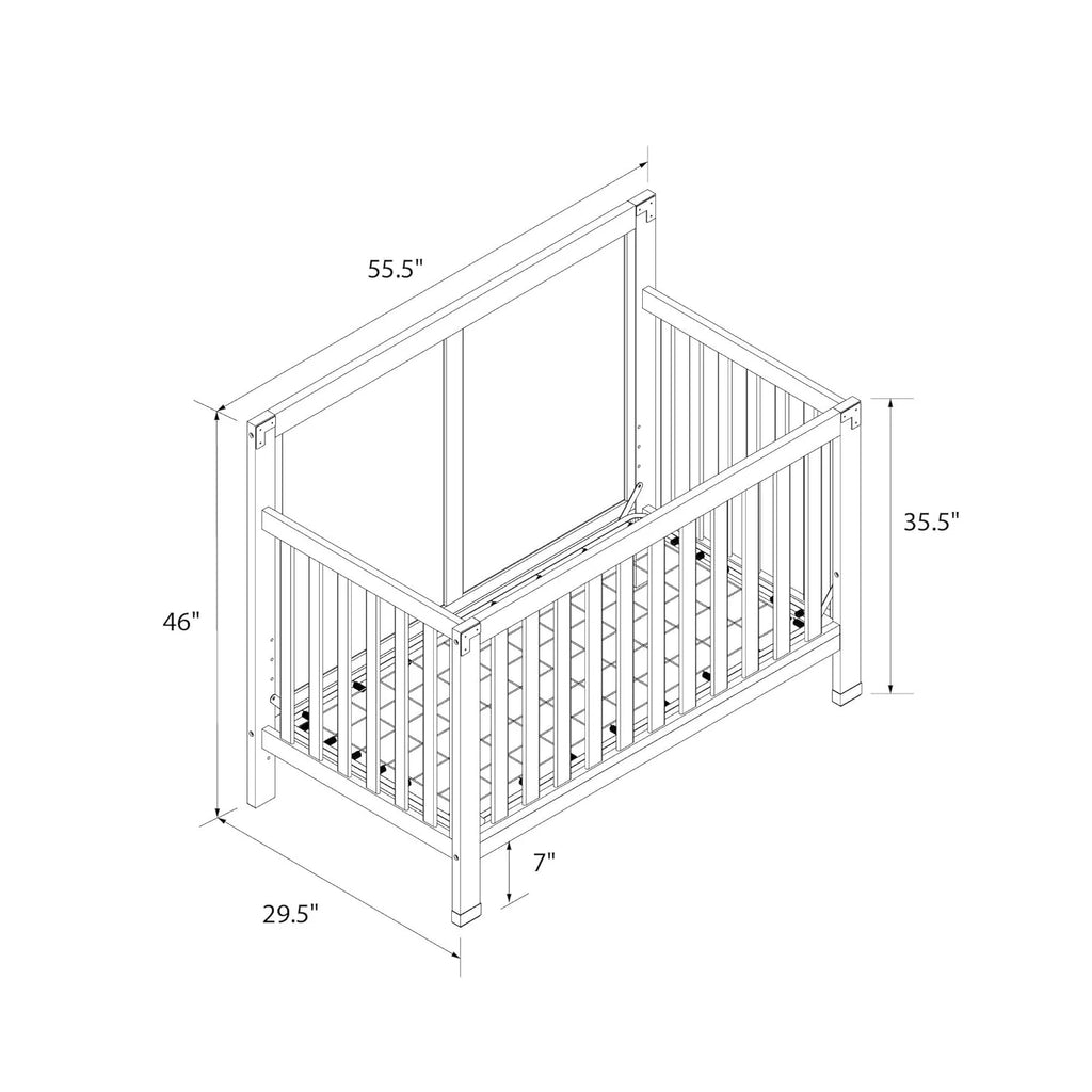 Black 5-in-1 Convertible Crib Solid Pine Wood B383784