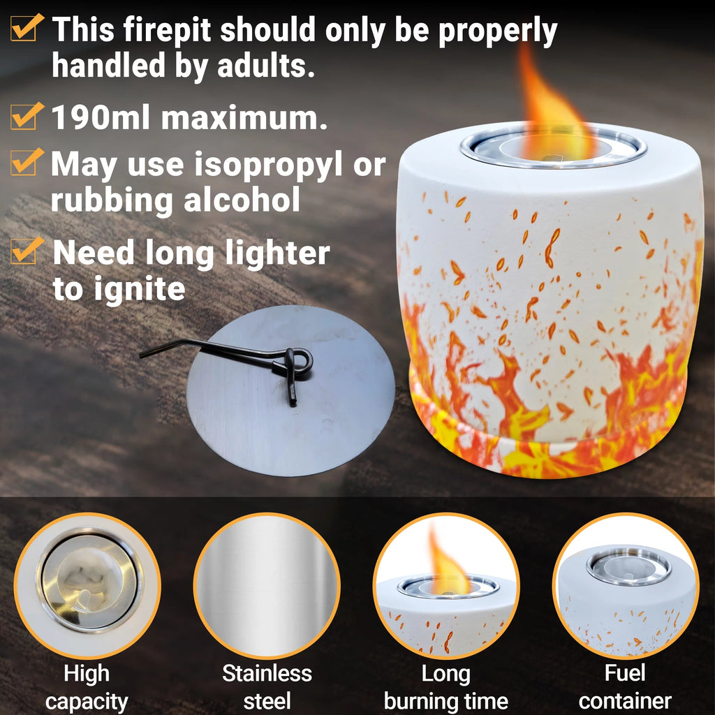 White Round Concrete Bio Ethanol Tabletop Fire Pit R8163