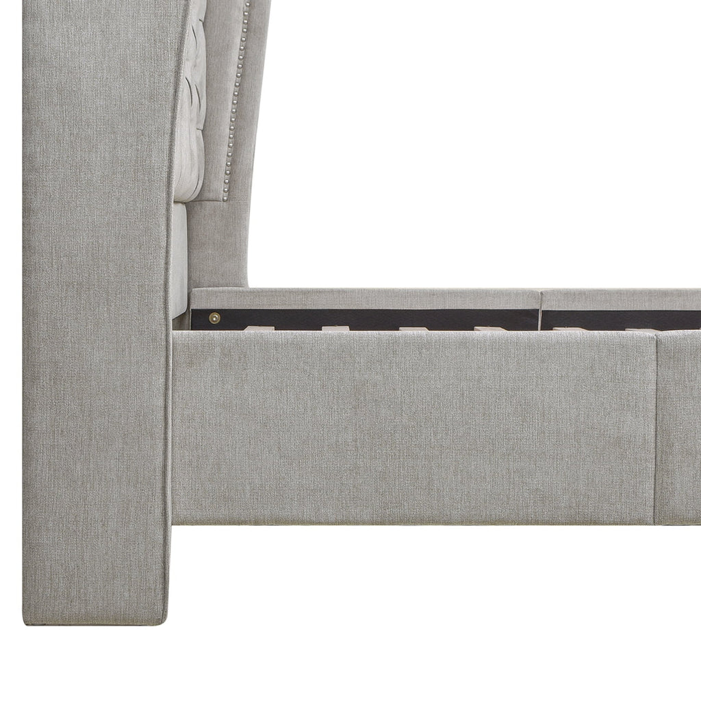 King Silver Grey Polyester Upholstered Platform Bed Frame E391473