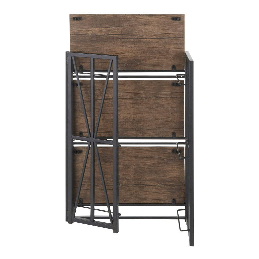 Brown Wood Black Metal Bookcase E8698