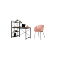 Fall Oak Desk with Bookcase and Pink Chrome Chair Set X196134