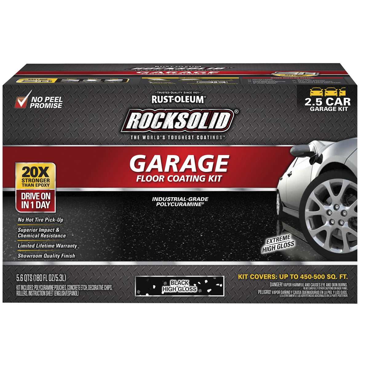 Black High Gloss 2.5-Car Garage Floor Coating Kit F96440