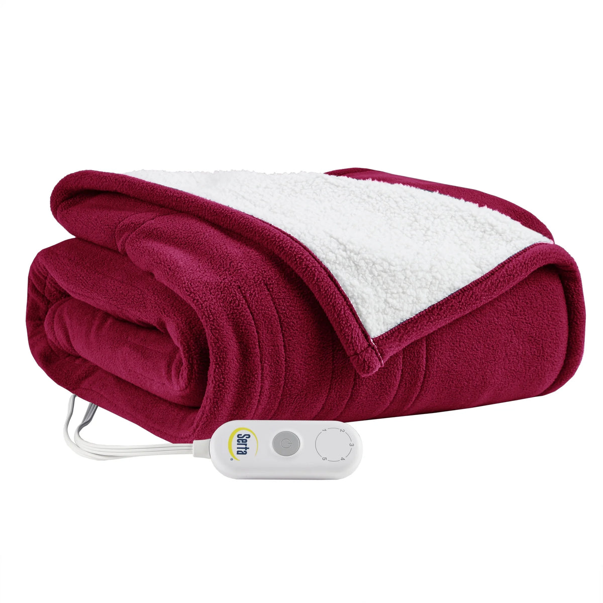Berry Red Reversible Fleece to Sherpa Throw D5292