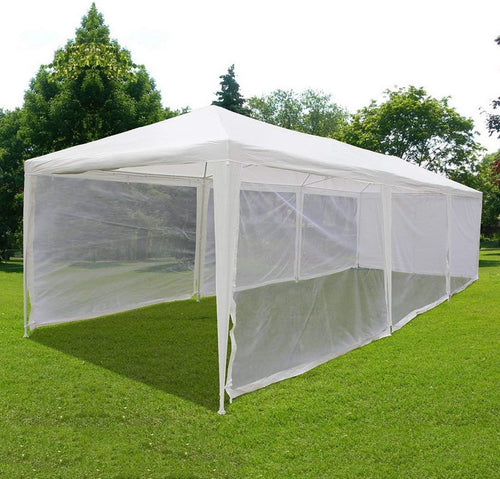10'x30' White Canopy Tent with Mesh Side Wall H6445