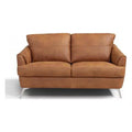 Camel Leather & Black Love Seat U61138