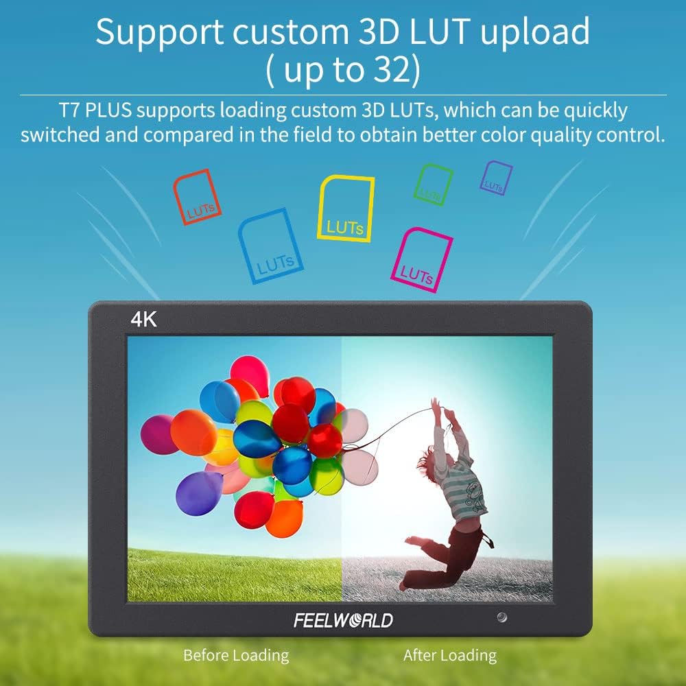 7 Inch 4K HDMI Camera Field Monitor with Sunshade and Mini Ball Head M821068