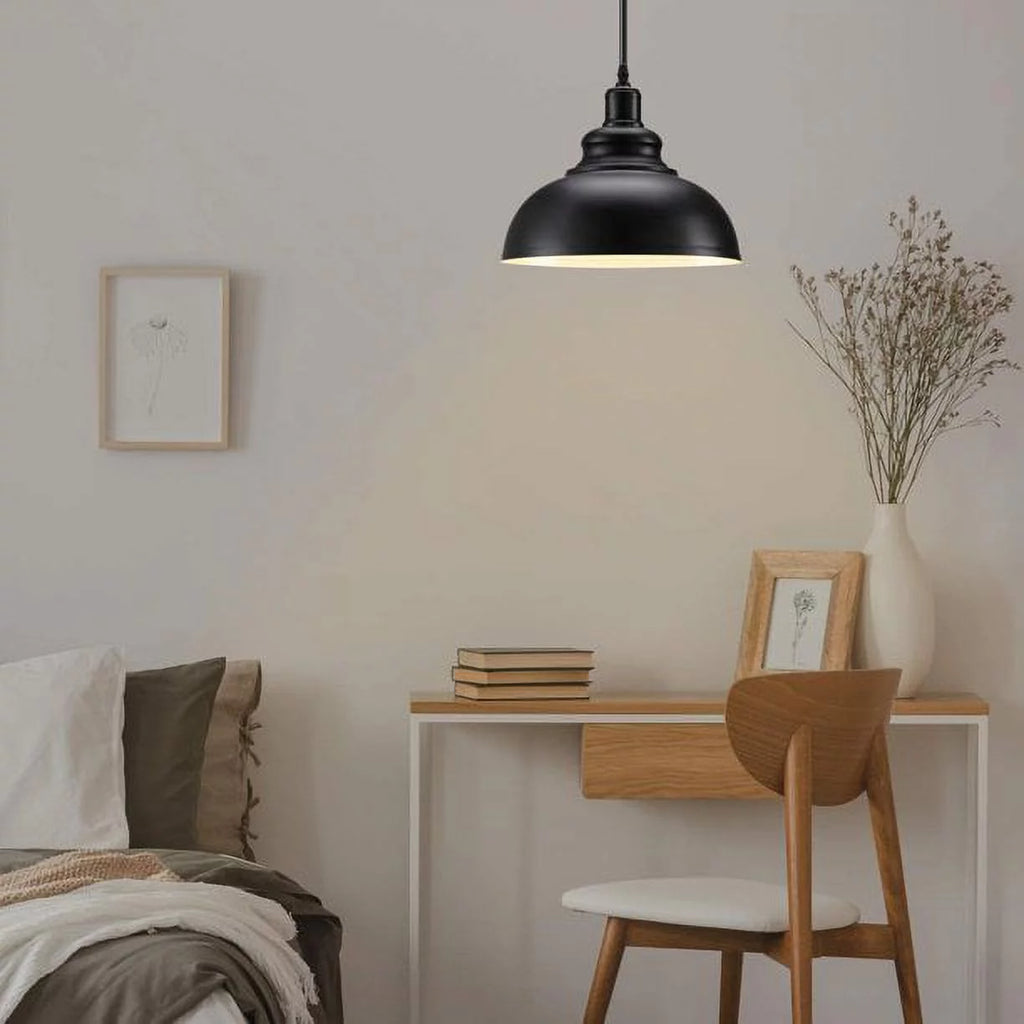 Plug in Barn Pendant Light with Cord Hanging Dome Light Fixture V29546