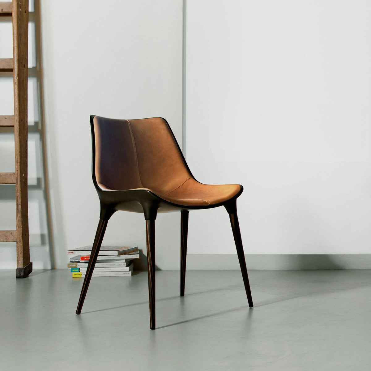 Aged Caramel Leather Dining Chair I19500