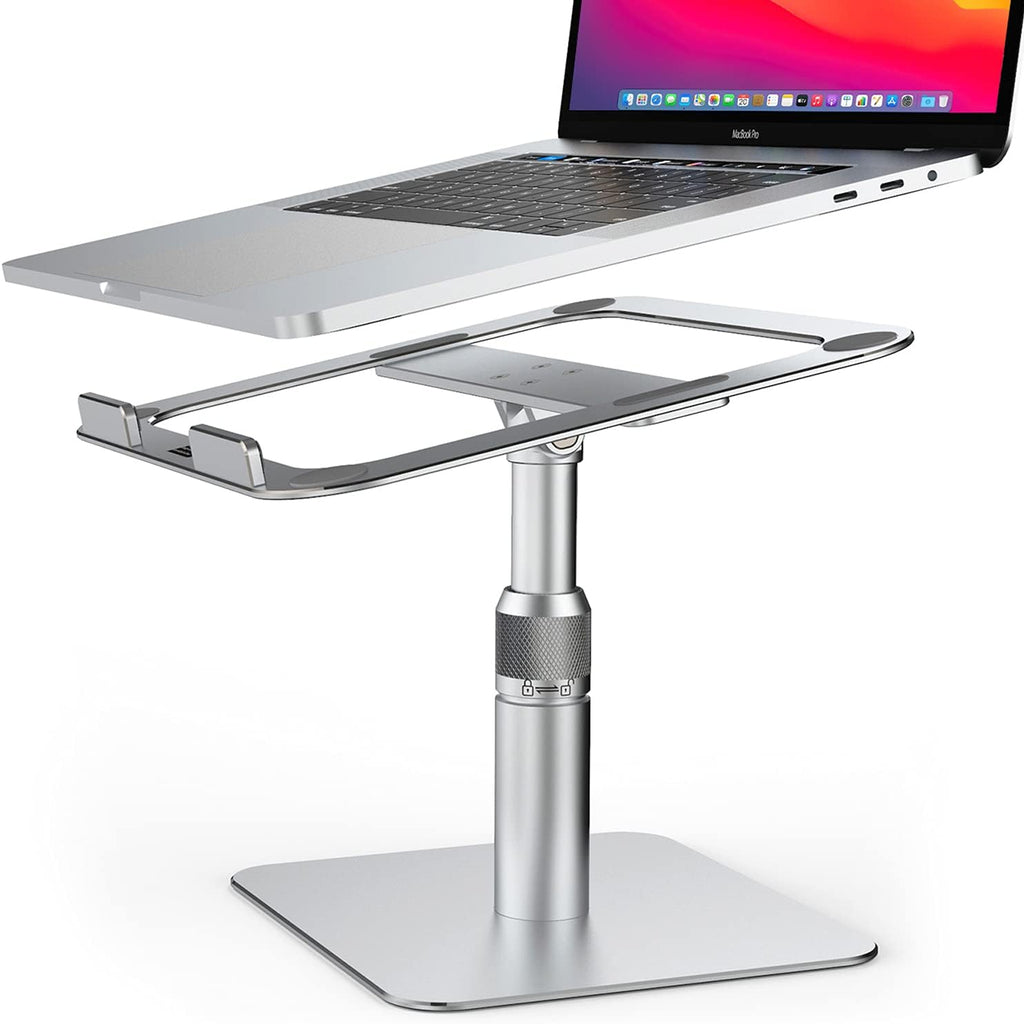 Swivel Adjustable Height Laptop Stand, 360° Rotating Computer Riser, Silver, Pack of 2 Z5503