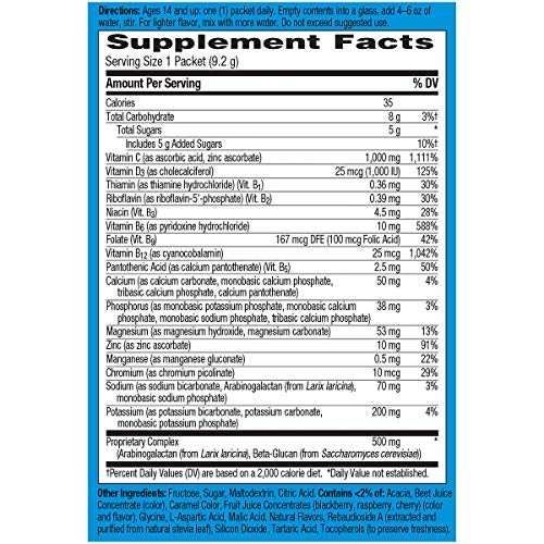 Raspberry Flavor Vitamin C Powder Supplement - 10 Count Q603