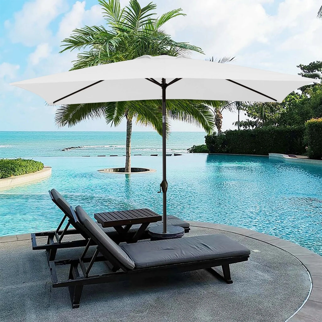 6.5' x 10' Rectangular Beige Patio Umbrella W292
