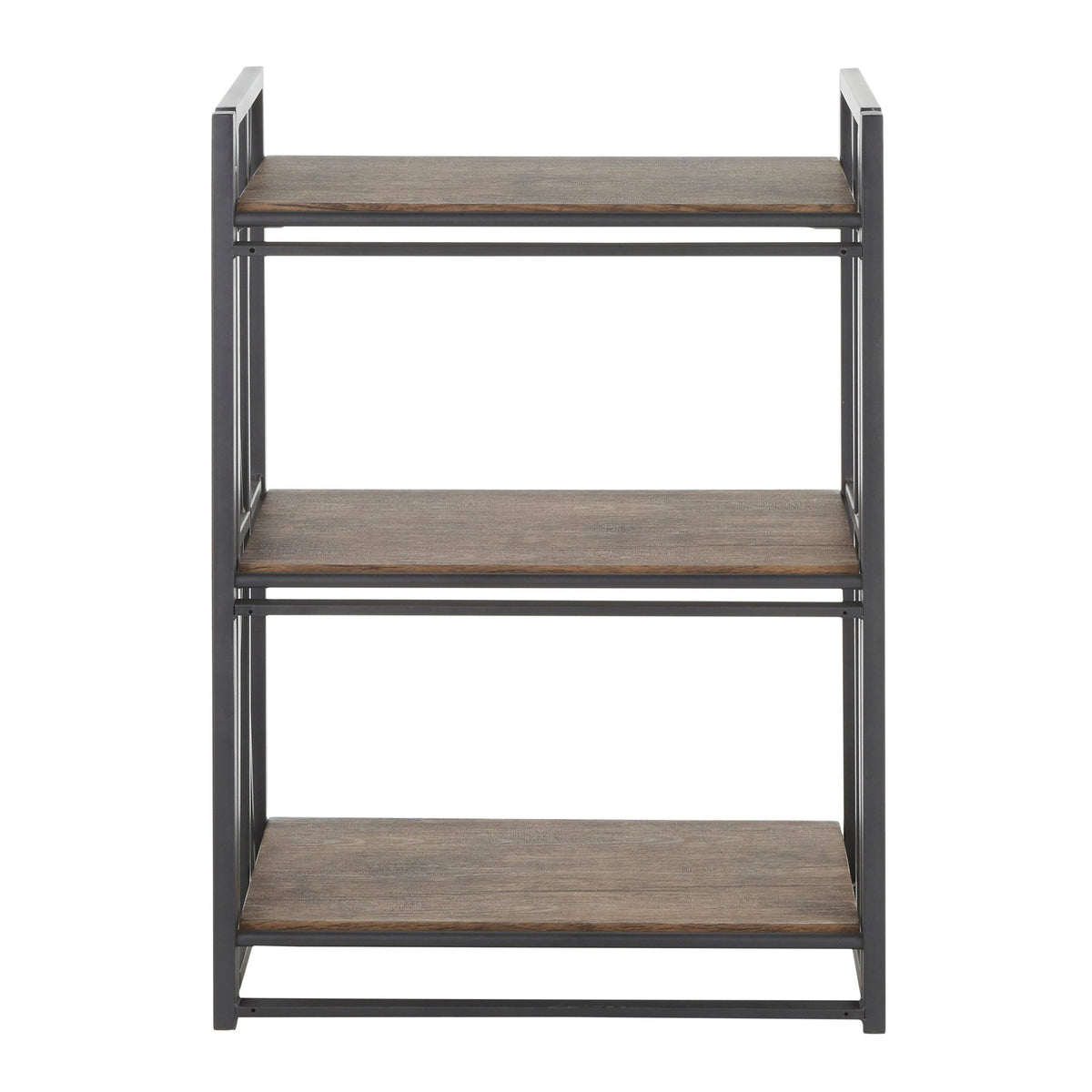 Brown Wood Black Metal Bookcase E8698