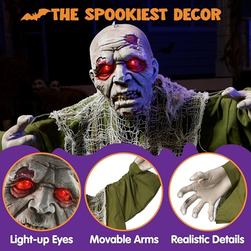 Animated Zombie Groundbreaker Outdoor Decor with Light Up Eyes K96005