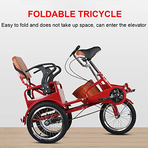 16 inch Foldable 3 Wheel Tricycle with Back and Cargo Basket Z73249