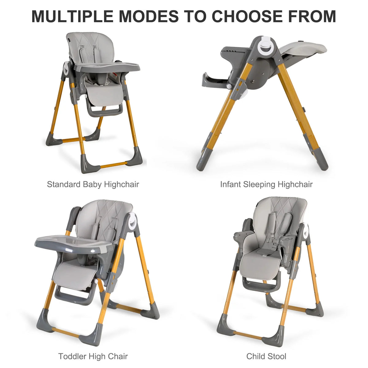 Foldable High Chair with Detachable Double Trays X493843