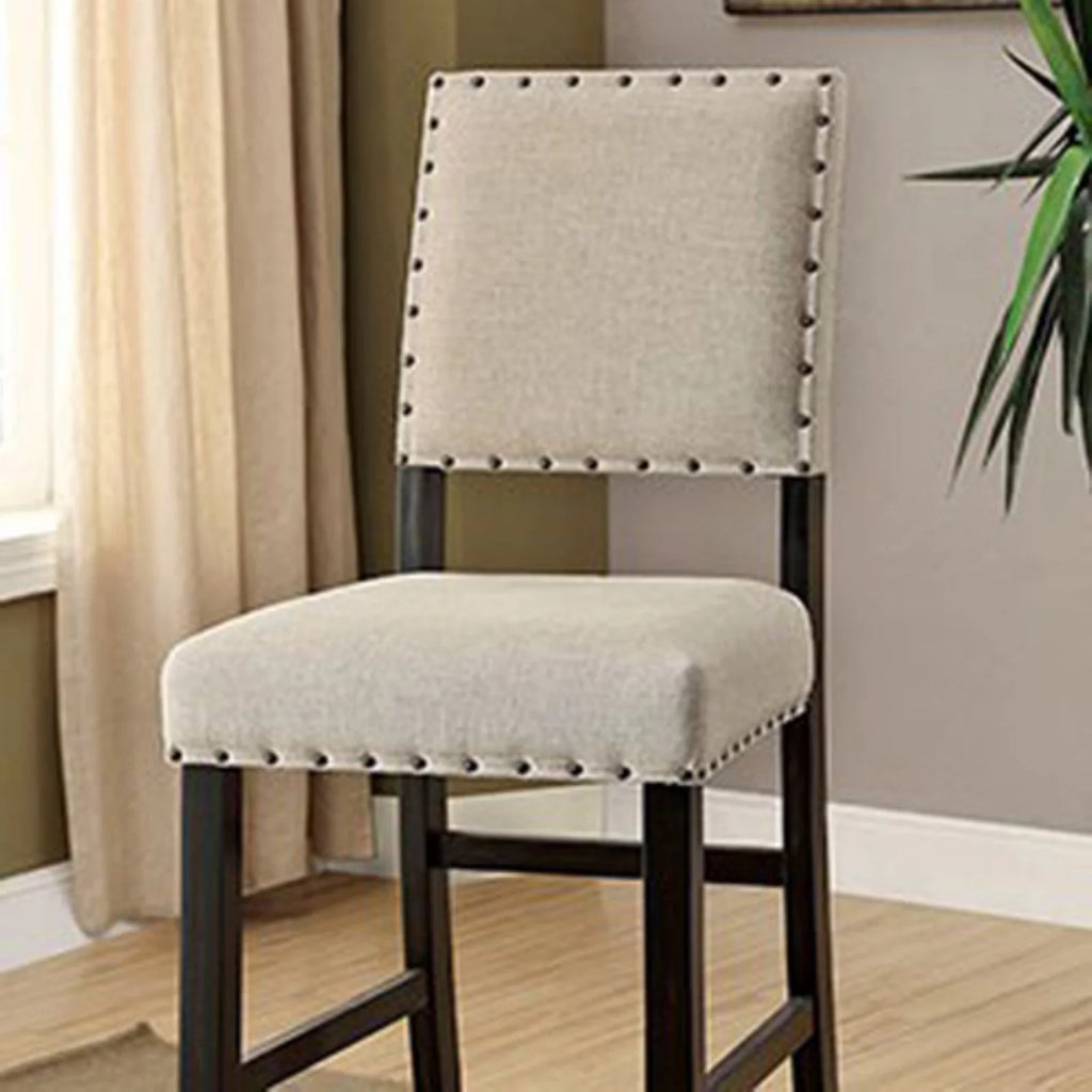 Ivory Linen Bar Chair Set of 2 V4888