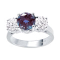 Three Stone Ring with Alexandrite and Moissanite K652