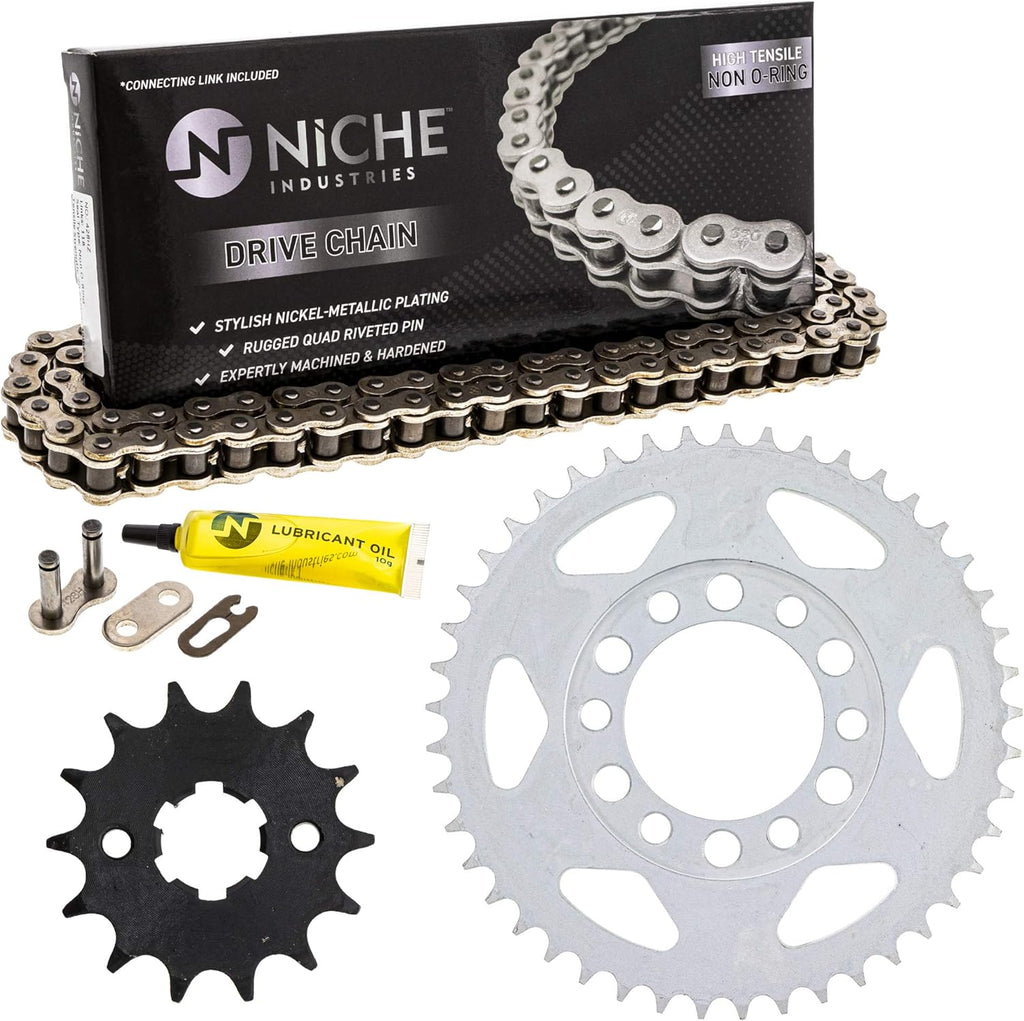 Drive Sprocket Chain Combo Front 14 Rear 45 Tooth 428HZ Standard 120 Links Pack of 2 Q5627