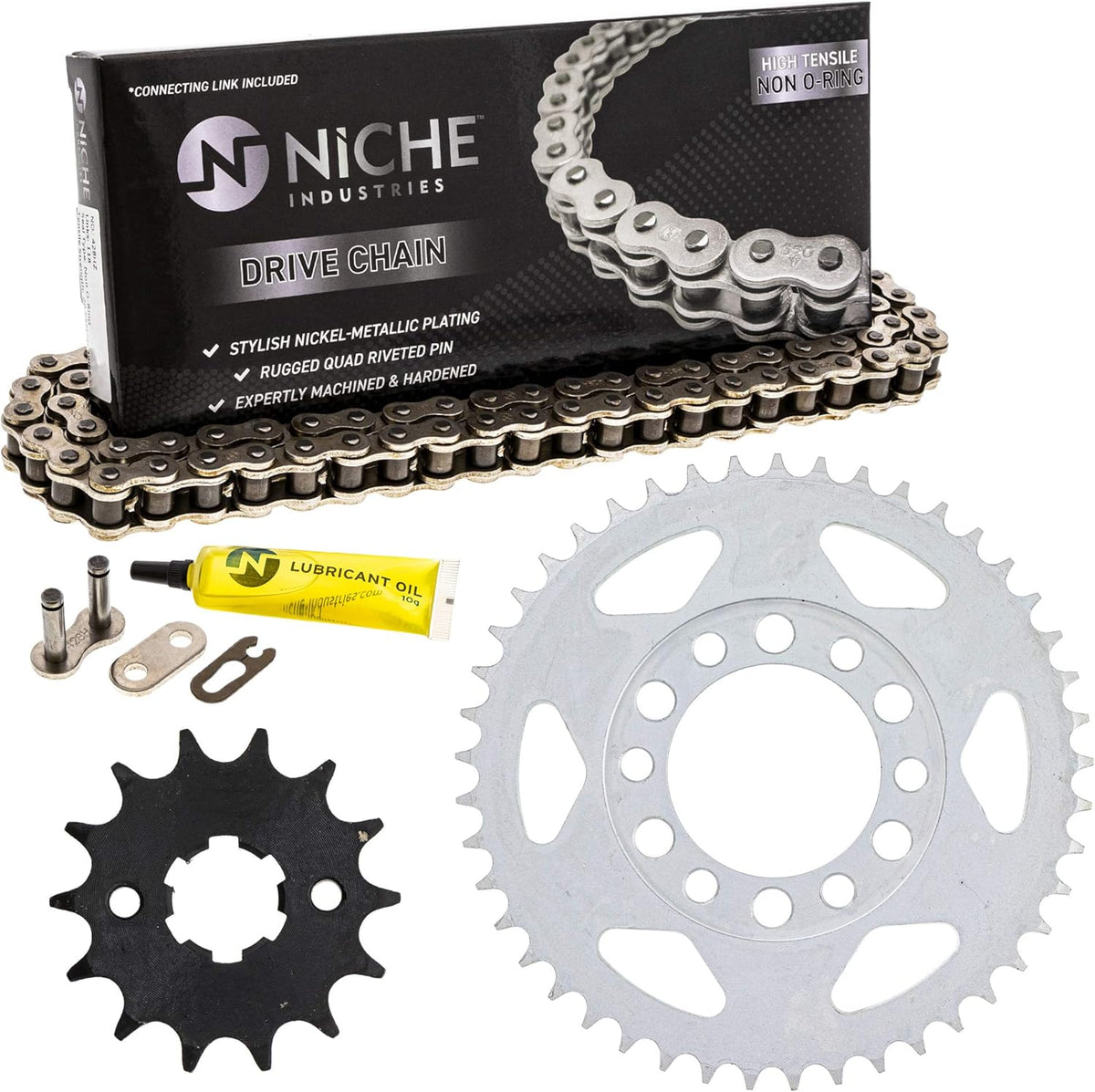 Drive Sprocket Chain Combo Front 14 Rear 45 Tooth 428HZ Standard 120 Links Pack of 2 Q5627