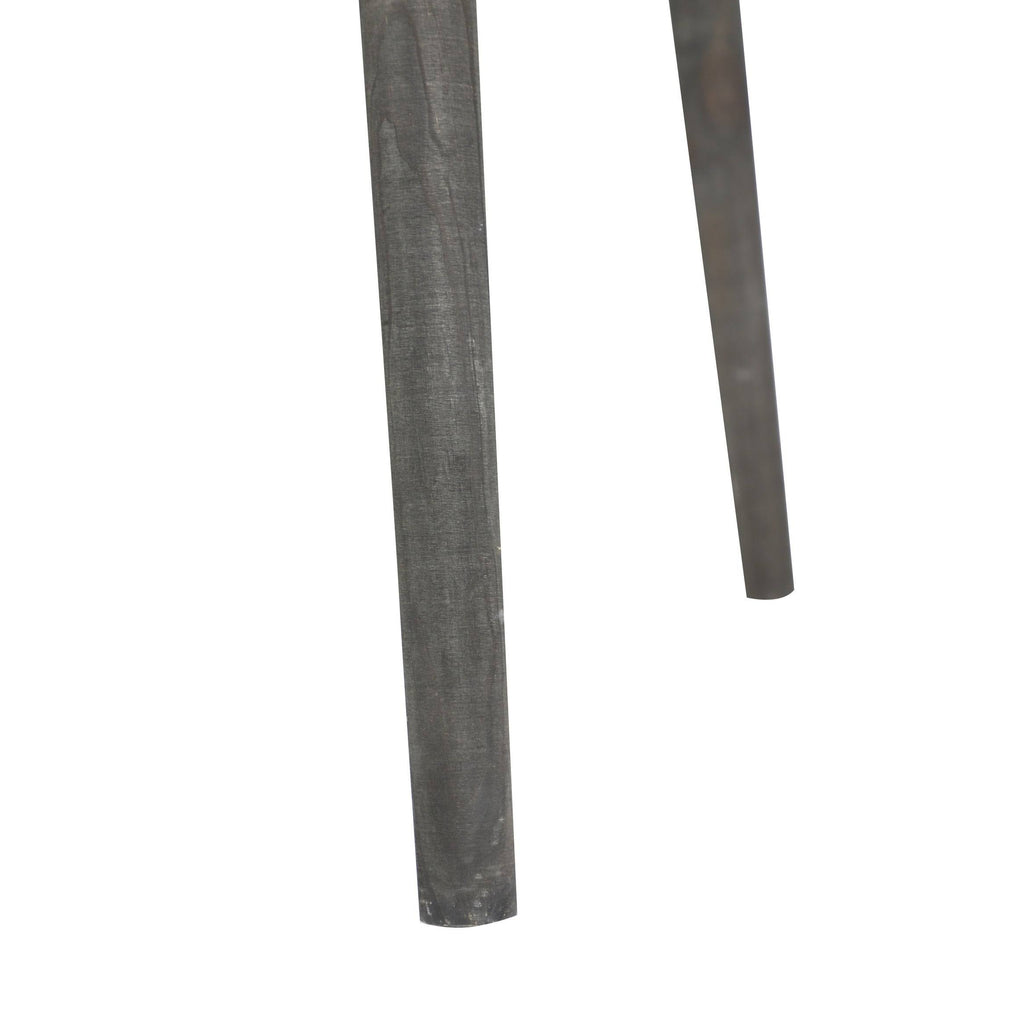 Gray Brown Carved Wood Round Accent Table R744808
