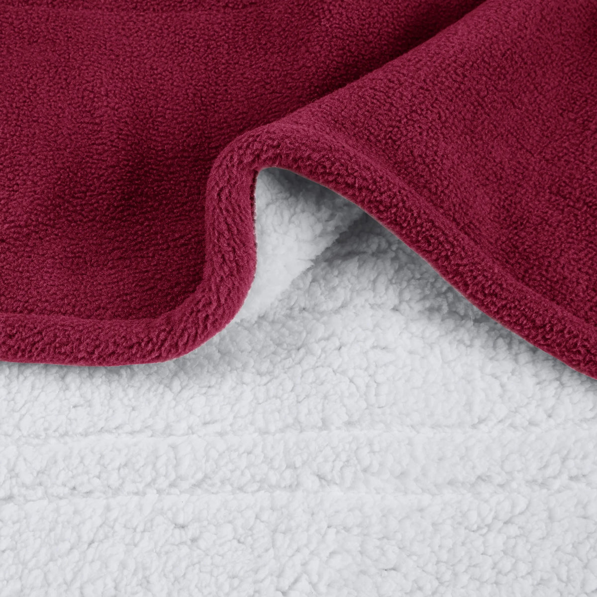 Berry Red Reversible Fleece to Sherpa Throw D5292
