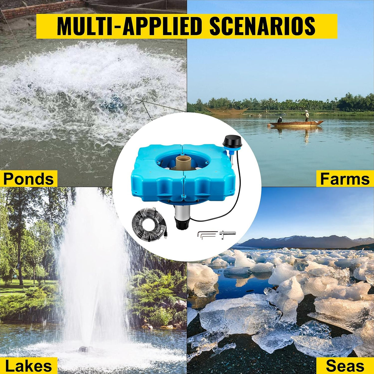Lake Fountain with 110V 1/2 HP Motor Aerating Pond Fountain with 50ft Cord J195908