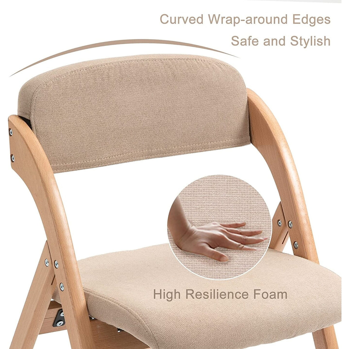 Beige Wooden Stackable Dining Folding Chairs Set of 2 T1025