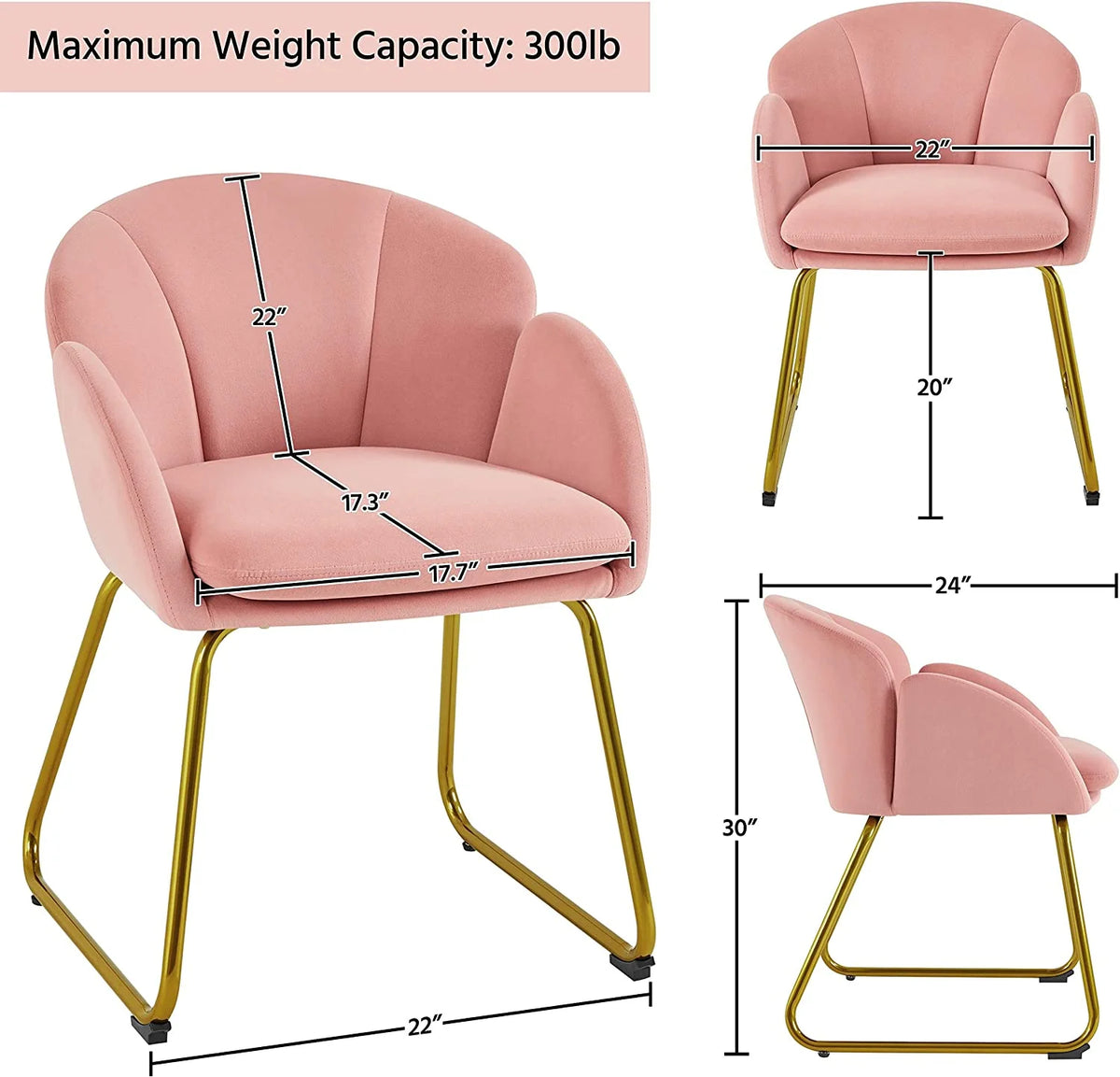 Flower Velvet Barrel Chair with Golden Metal Legs Q830