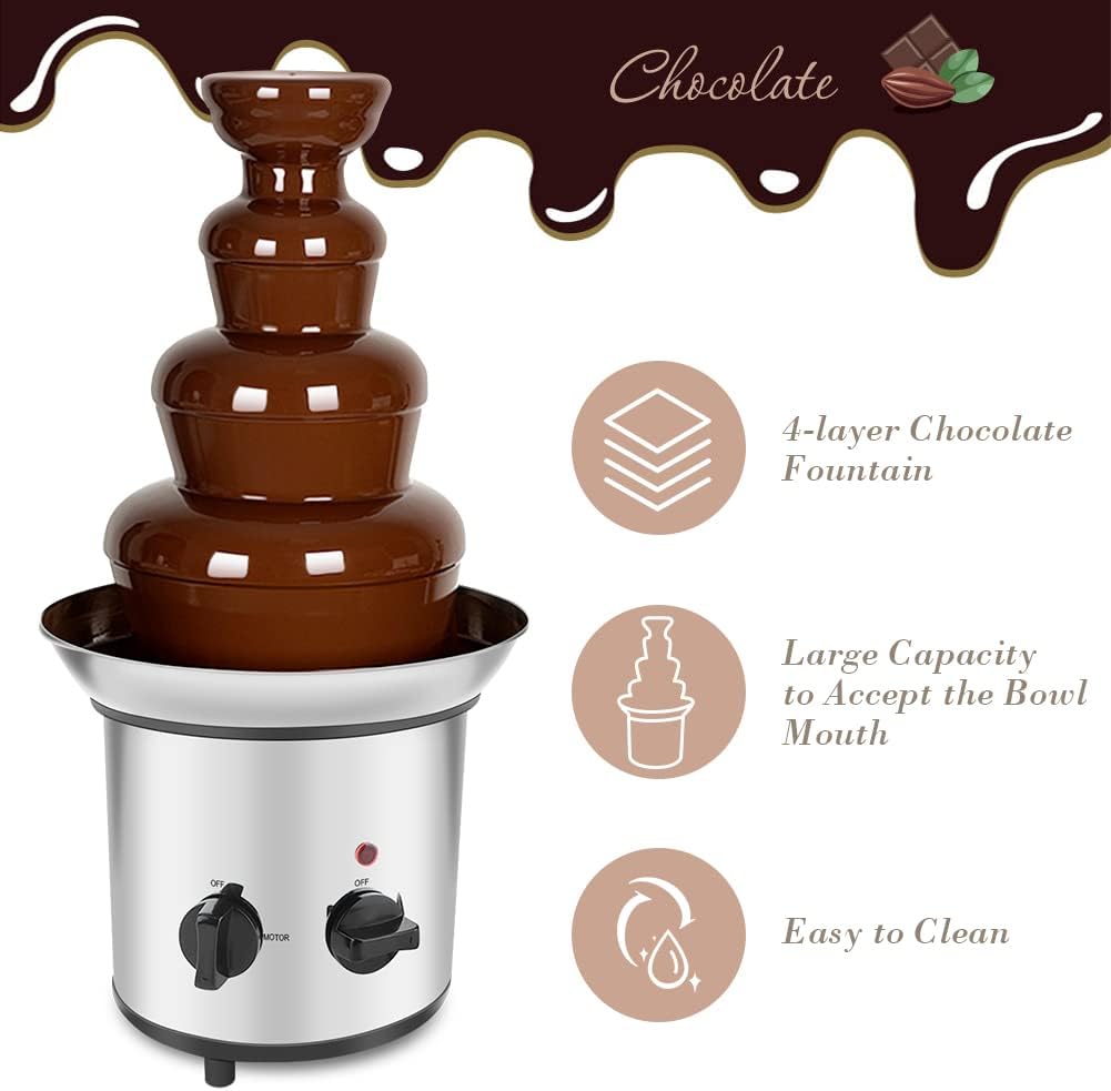 4 Tier Electric Stainless Chocolate Fondue Fountain Y859