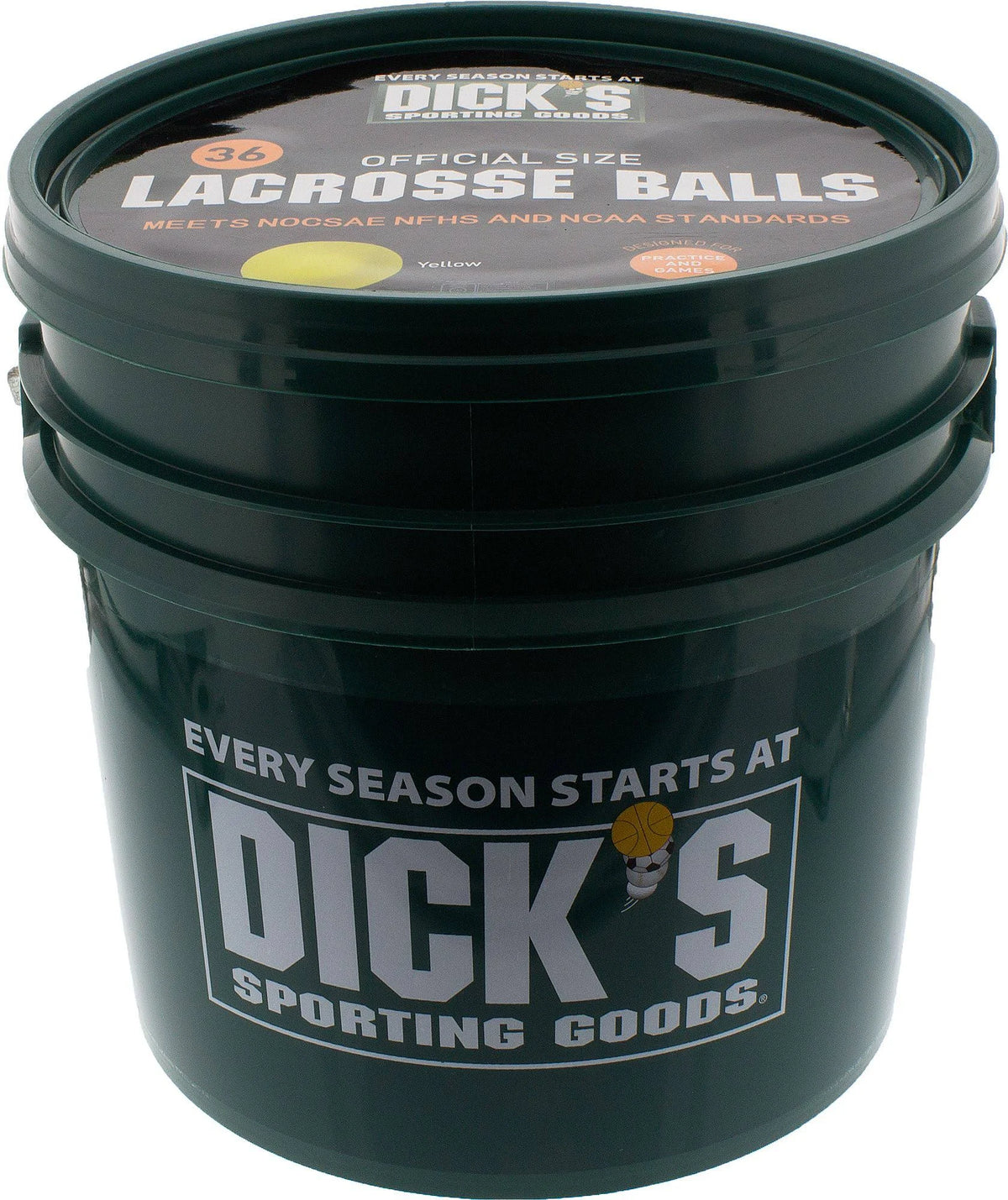 Yellow 36 Pack Lacrosse Ball Bucket U91070