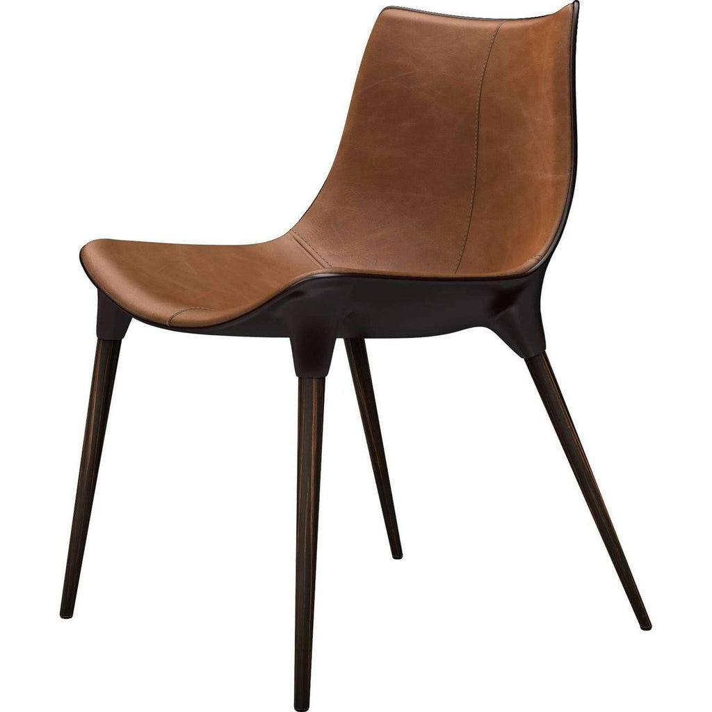 Aged Caramel Leather Dining Chair I19500