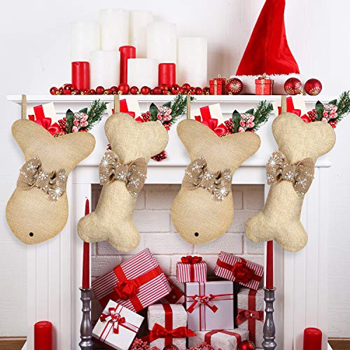 2 Pcs Dog Christmas Stocking with Bow Knot Y5735
