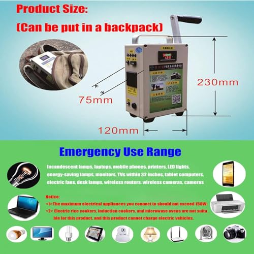 500W Crank Generator with Outlets DC/USB W200