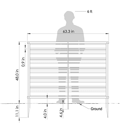 Charcoal 4 ft H x 5.3 ft W Outdoor Privacy Fence Screen 2 Panels U2842