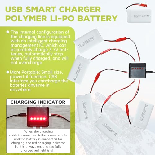 5PCS 3.7V 1200mAh 30C Lipo Battery with 5in1 Charger JST Plug G827