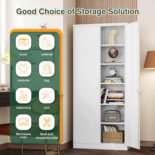 Metal Black Storage Cabinet with Adjustable Shelves and Lock Door P50033