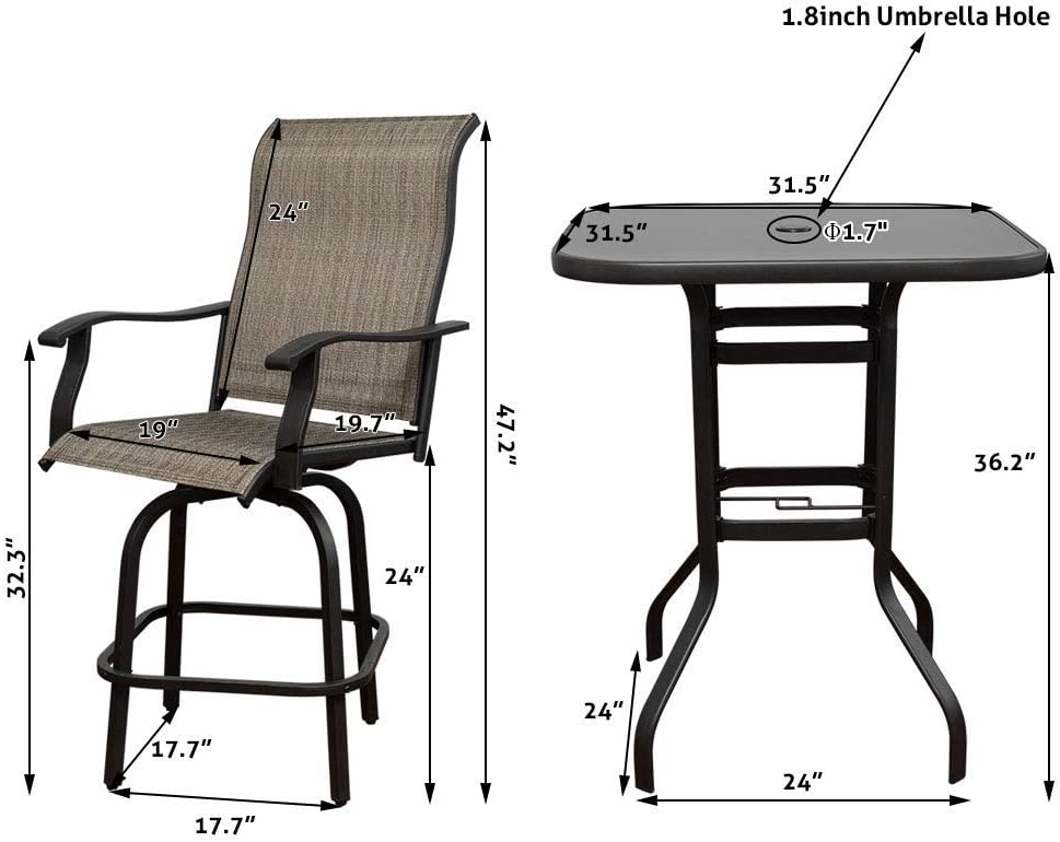 Swivel Bar Height Patio Chairs Set of 2 Z58584