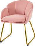 Flower Velvet Barrel Chair with Golden Metal Legs Q830