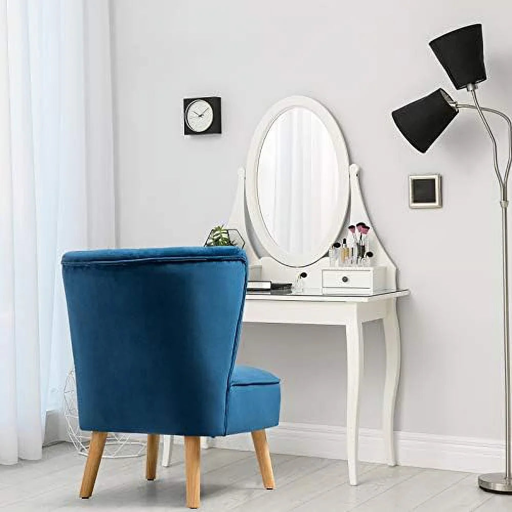 Armless Velvet Accent Chair with Rubber Wood Legs J562