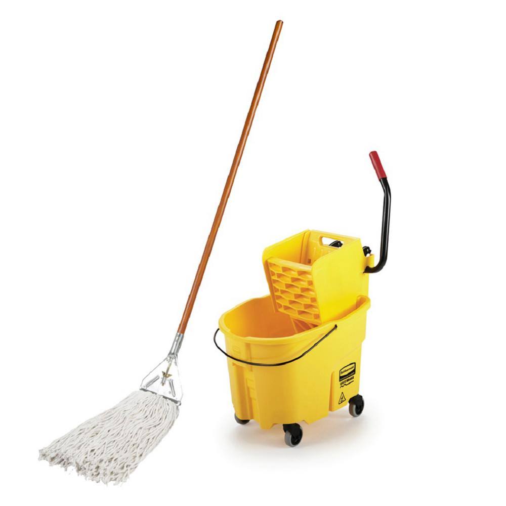 Heavy-Duty Wet String Mop with 35 qt. Mop Bucket with Wringer Combo Z491279