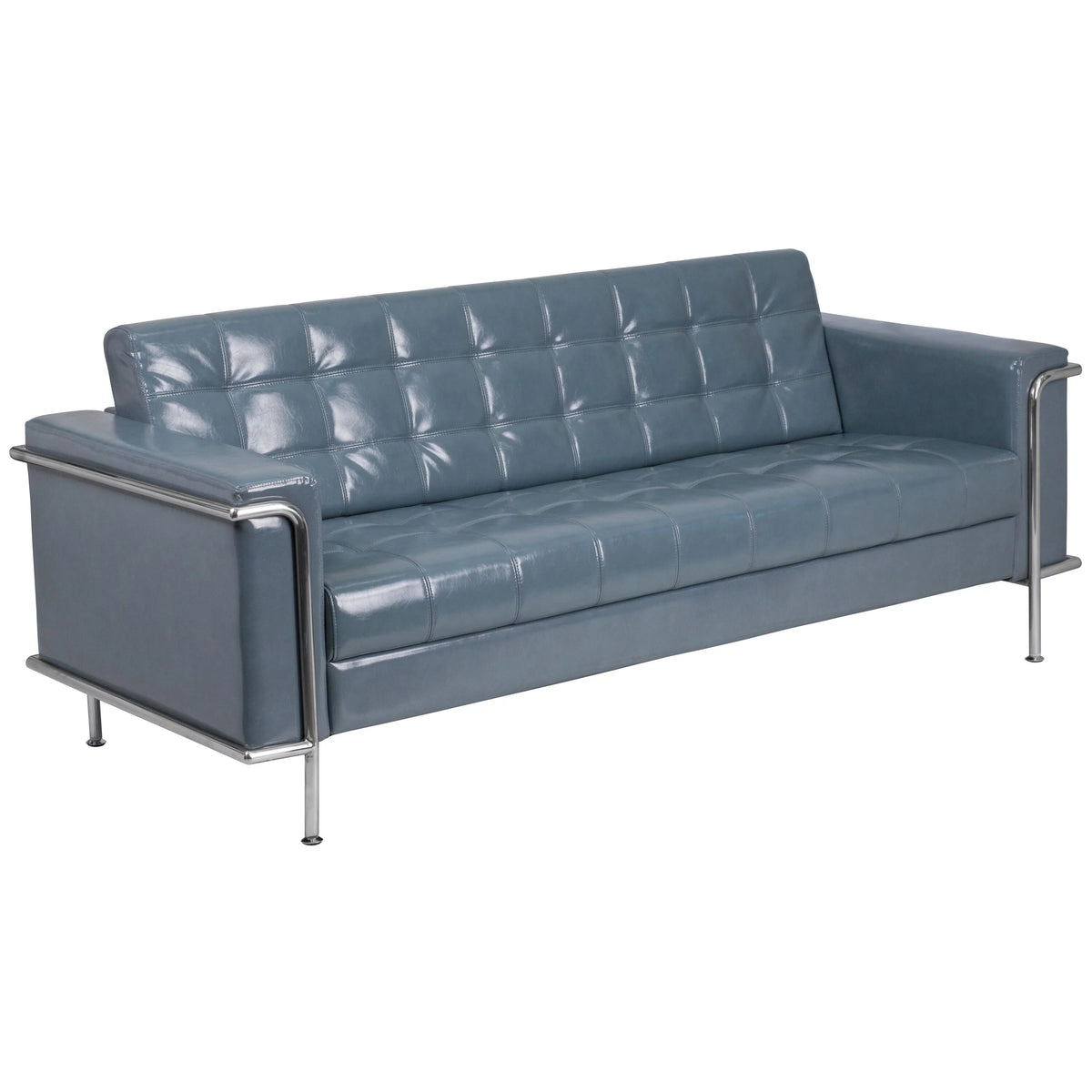 Grey Faux Leather Sofa L5778