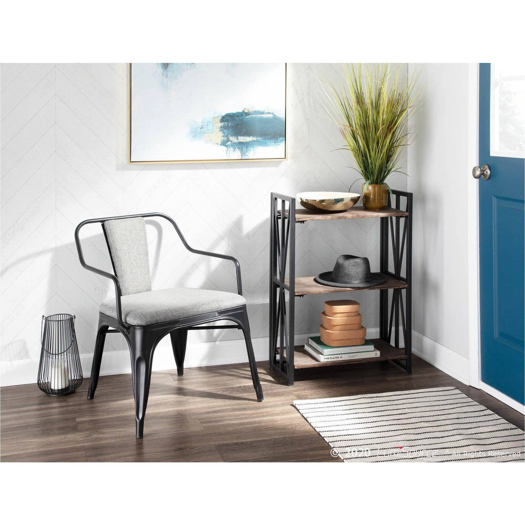 Brown Wood Black Metal Bookcase E8698