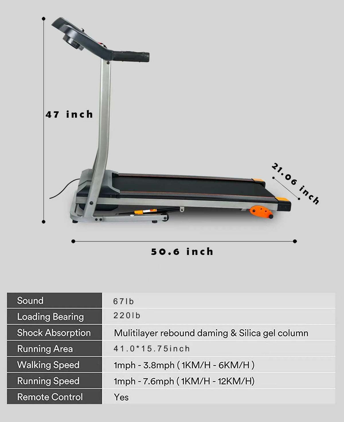 2.5 Hp Folding Treadmill with Incline J720