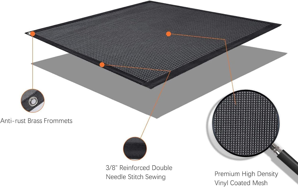 RV Awning Side Sun Shade 9’ x 7’ Black Mesh Screen Kit V11721