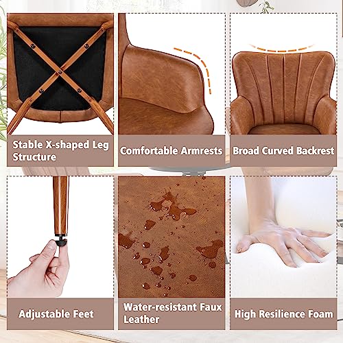 Brown PU Leather Armchair with Metal Legs B4569