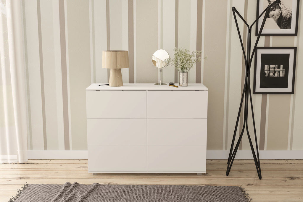 White 6 Drawer Wood Double Dresser Z173