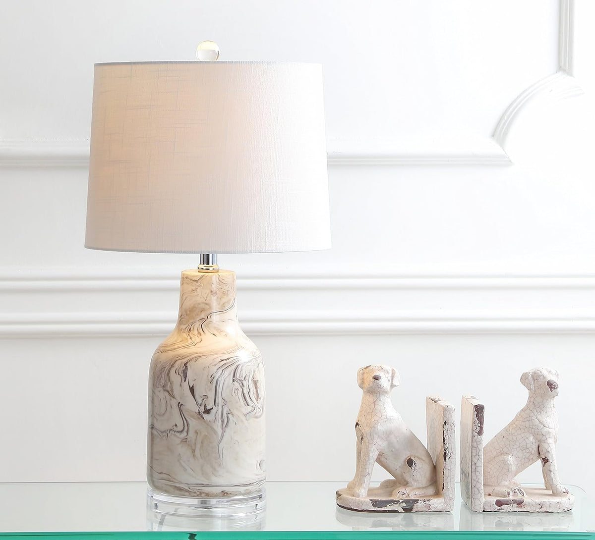 Gray/White Ceramic LED Table Lamp Y36552