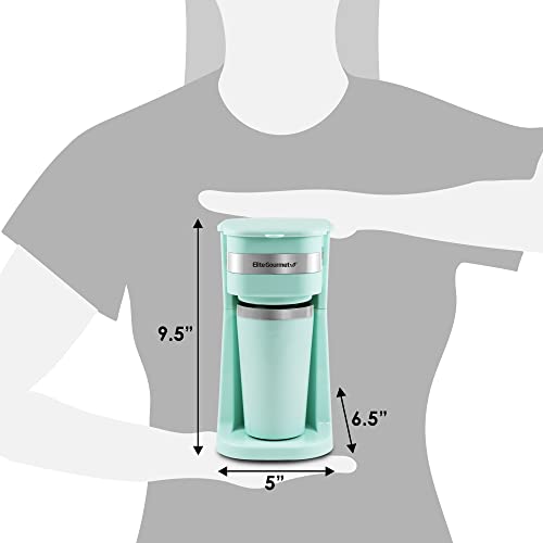 Black Compact Single-Serve Coffee Maker with 14Oz. Stainless Steel Travel Mug H69520